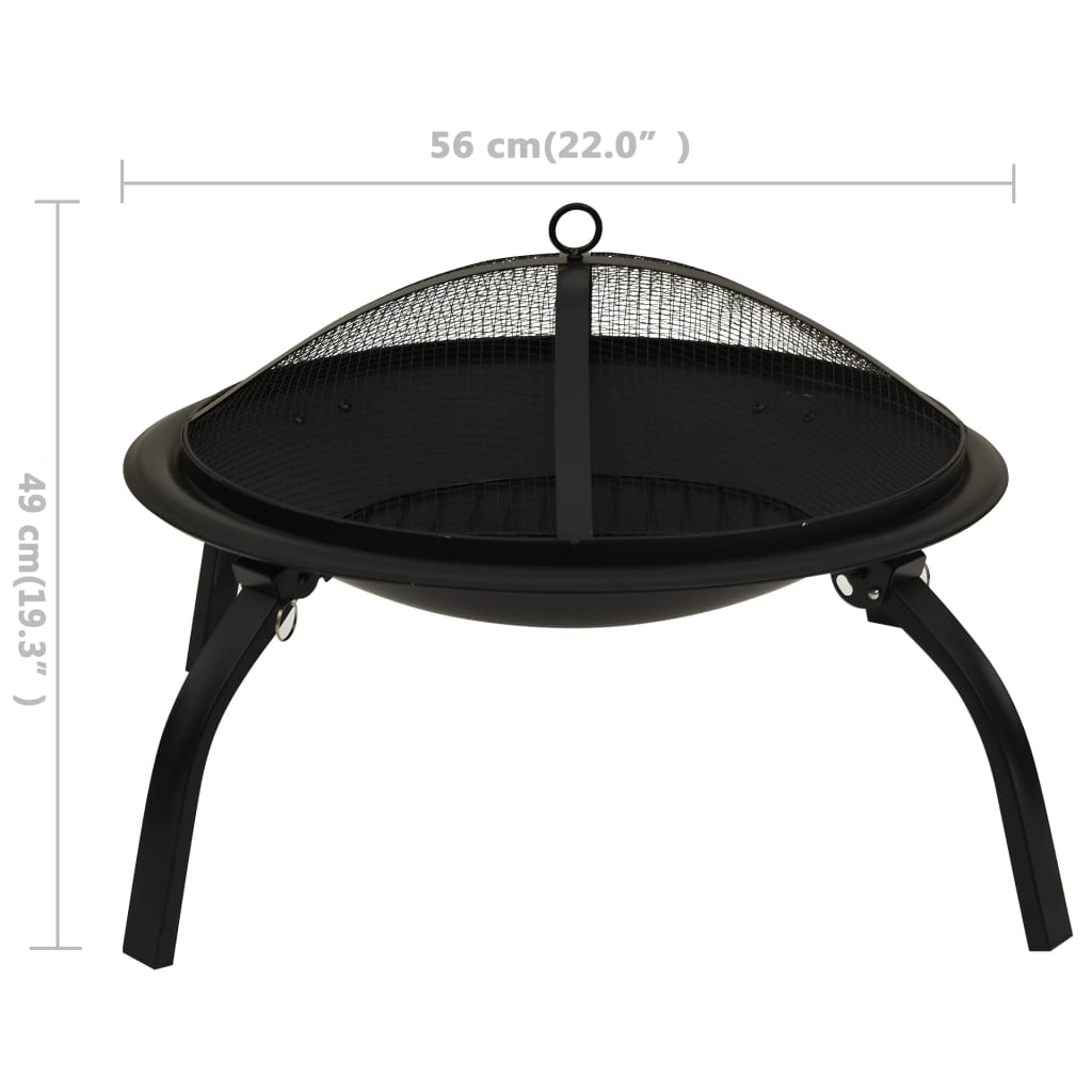 Vuurplaats En Barbecue 2-In-1 Met Pook 56X56X49 Cm Staal