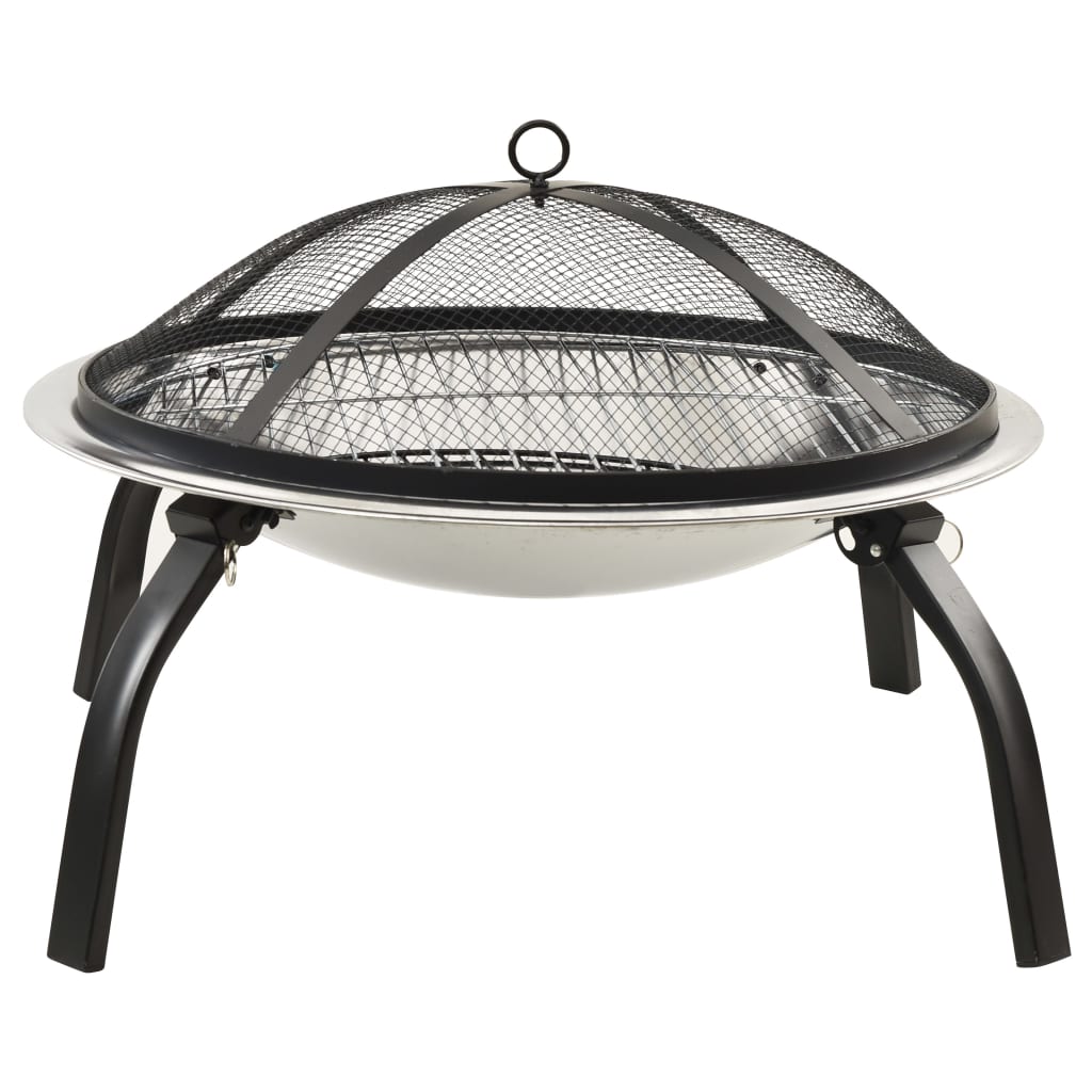 Vuurplaats En Barbecue 2-In-1 Met Pook 56X56X49 Cm Rvs