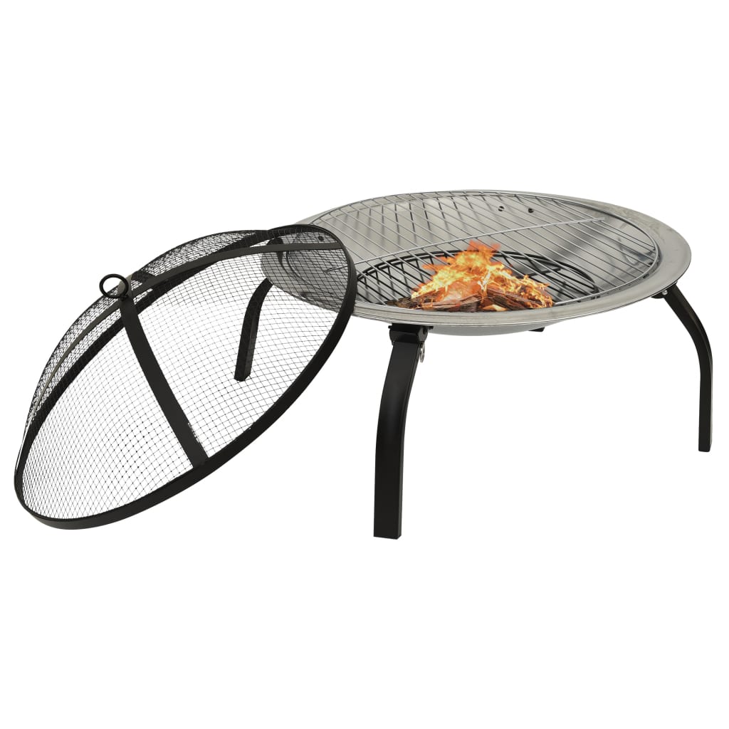 Vuurplaats En Barbecue 2-In-1 Met Pook 56X56X49 Cm Rvs