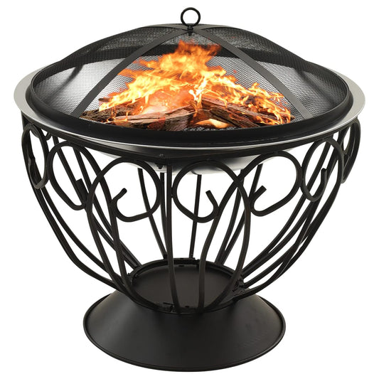Vuurplaats En Barbecue 2-In-1 Met Pook 59X59X60 Cm Rvs
