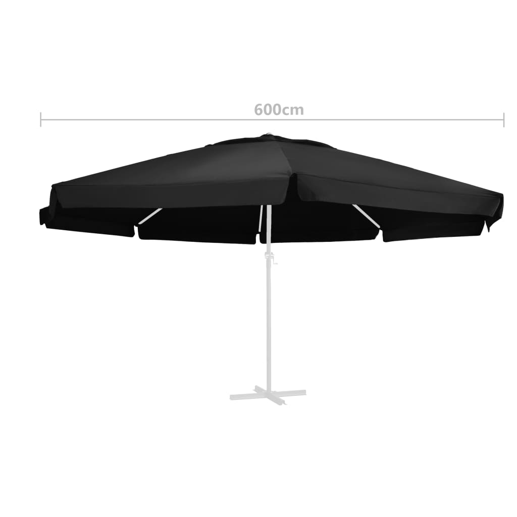 Vervangingsdoek Voor Parasol 600 Cm Zwart