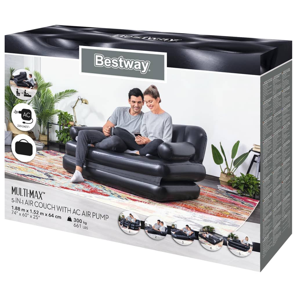 Bestway Slaapbank 5-In-1 Opblaasbaar Tweepersoons 188X152X64 Cm