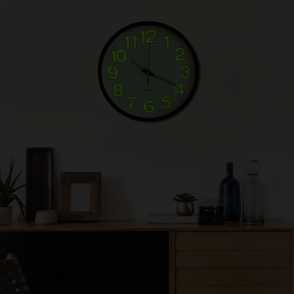 Wandklok Lichtgevend 30 Cm Zwart