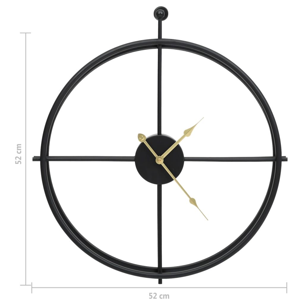 Wandklok 52 Cm Ijzer Zwart