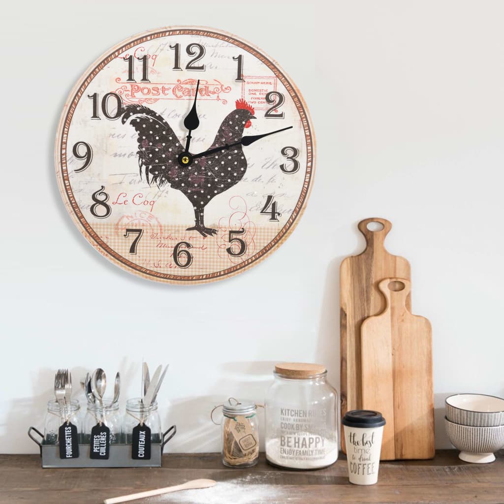 Wandklok Met Kipopdruk 30 Cm Mdf Meerkleurig
