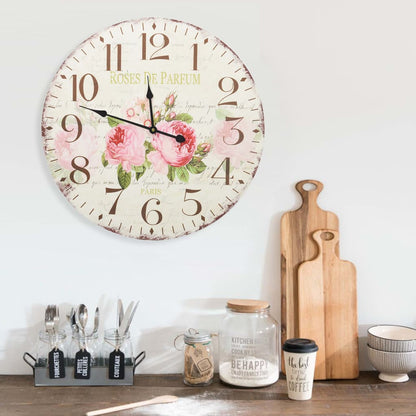Wandklok Vintage Stijl 60 Cm Bloemen