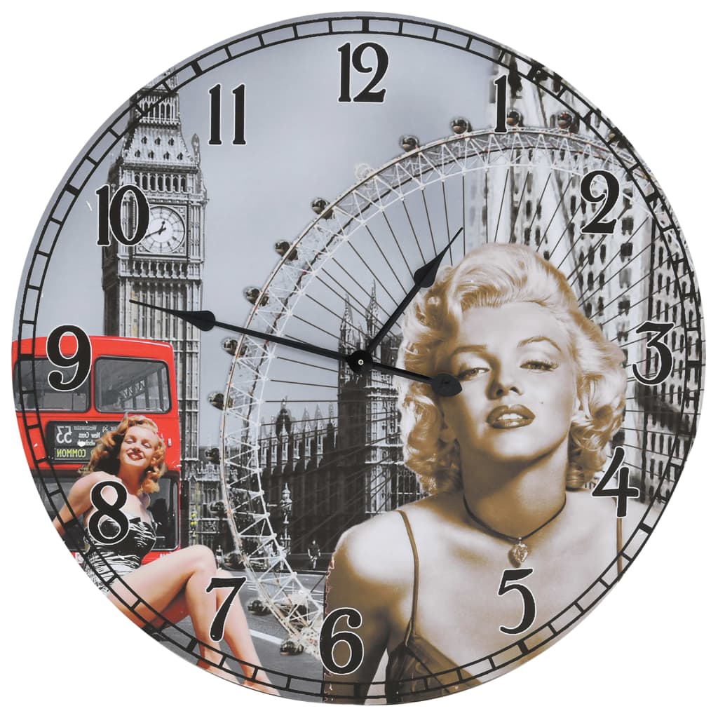 Wandklok Vintage Stijl 60 Cm Marilyn Monroe