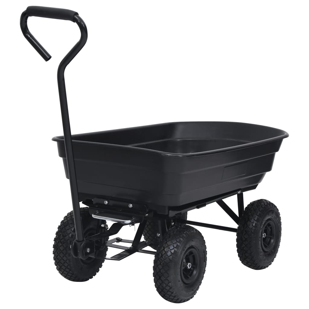 Tuinkiepwagen 300 Kg 75 L Zwart