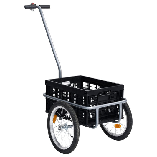 Fietskar Met Inklapbare Transportbox 50 L 150 Kg Zwart