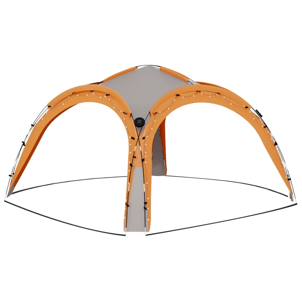Partytent Met Led En 4 Zijwanden 3,6X3,6X2,3 M Grijs En Oranje
