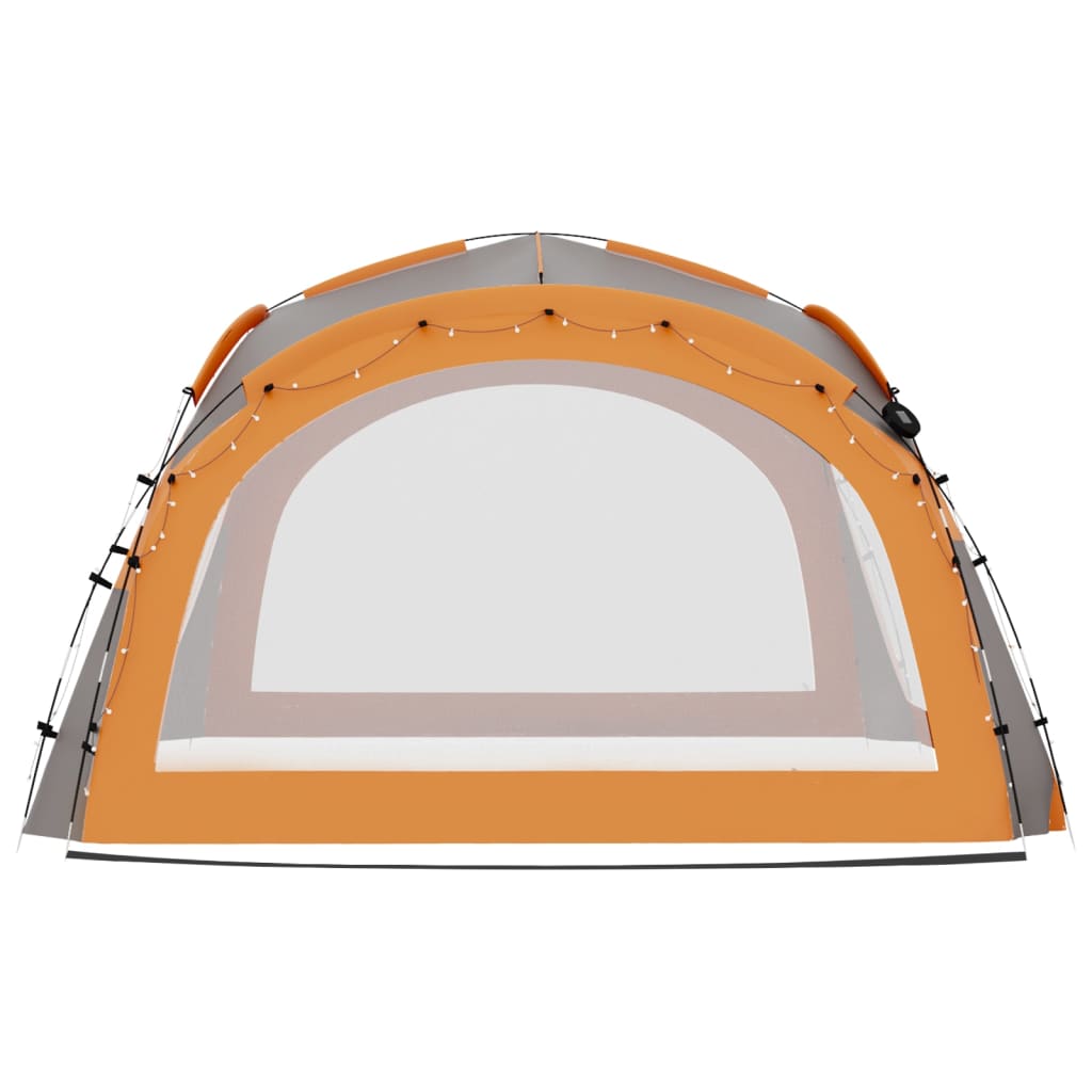 Partytent Met Led En 4 Zijwanden 3,6X3,6X2,3 M Grijs En Oranje