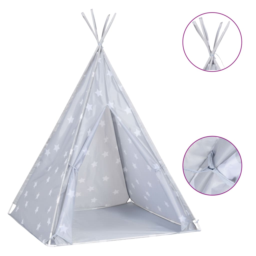 Kindertipitent Met Tas 115X115X160 Cm Polyester Grijs