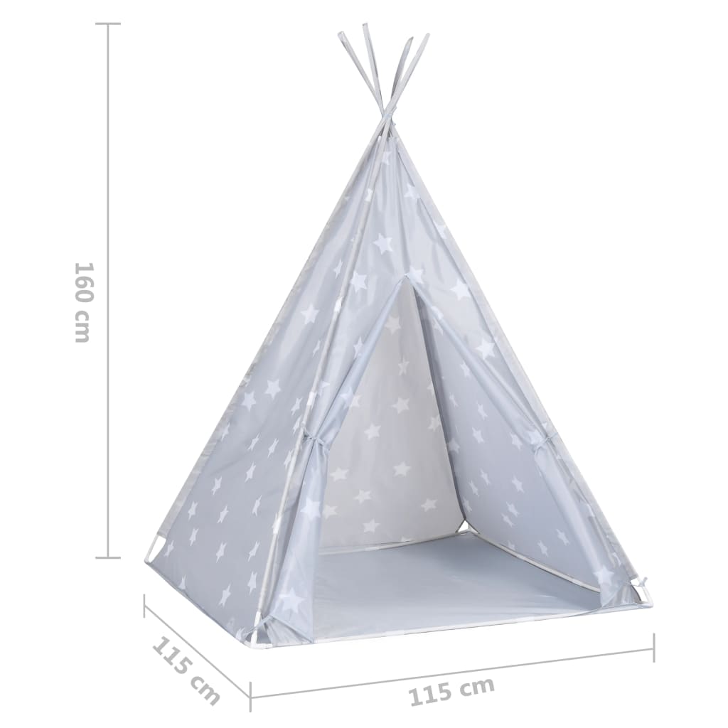 Kindertipitent Met Tas 115X115X160 Cm Polyester Grijs