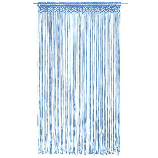 Gordijn Macramé 140X240 Cm Katoen Blauw