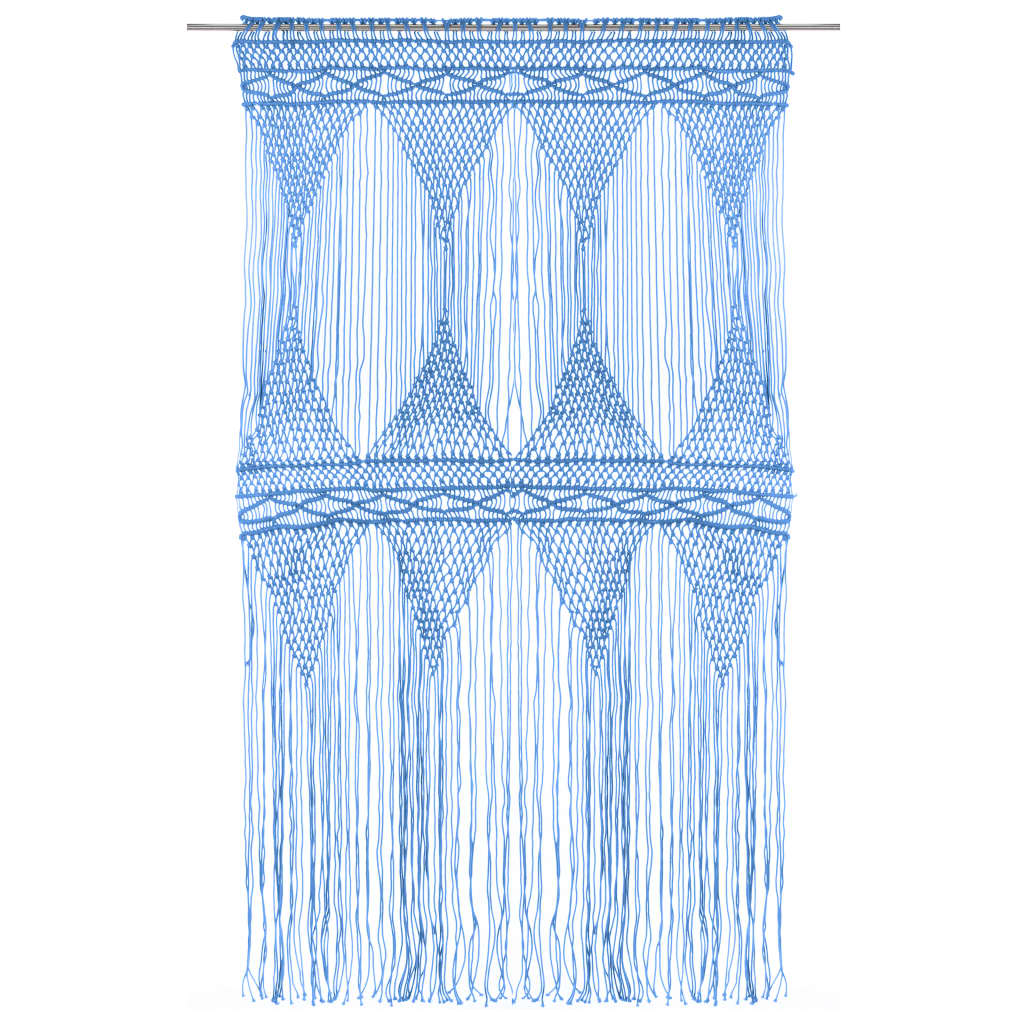 Gordijn Macramé 140X240 Cm Katoen Blauw