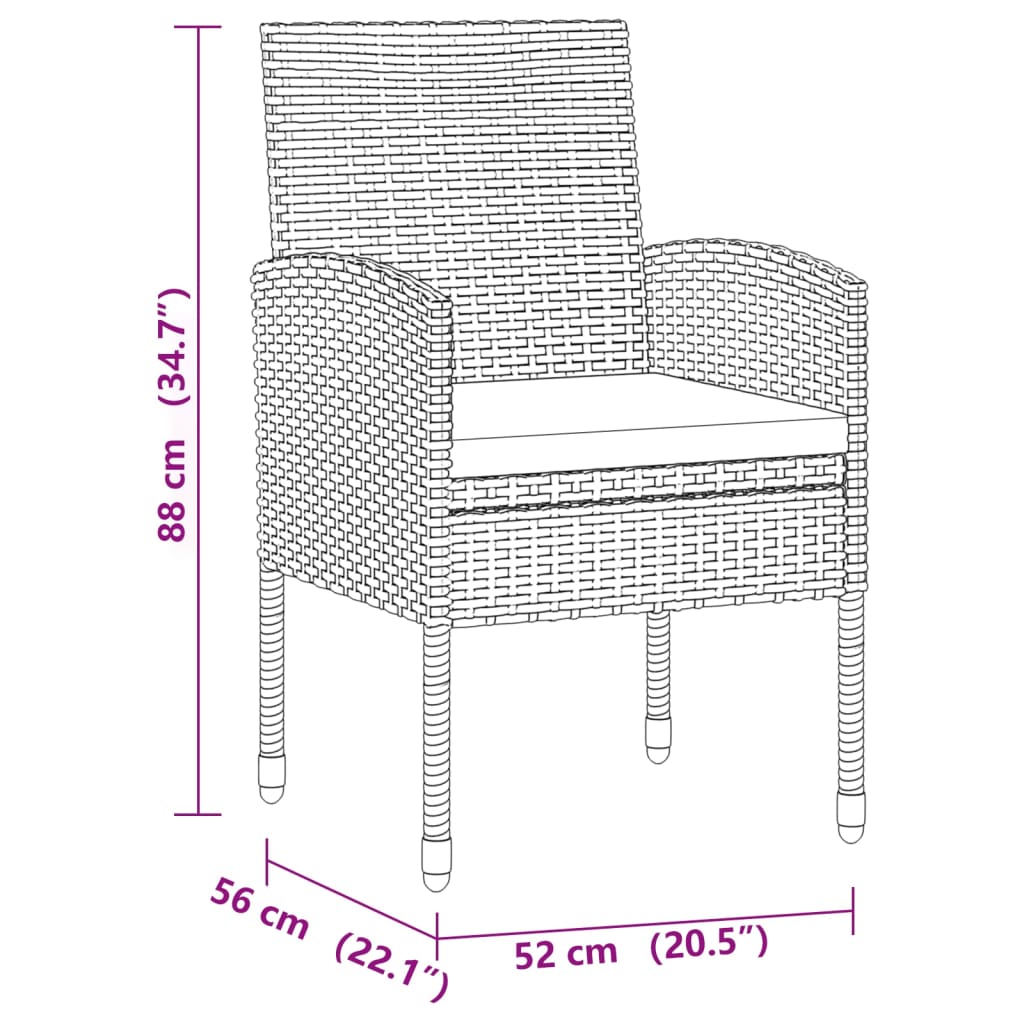 9-Delige Tuinset Poly Rattan Zwart