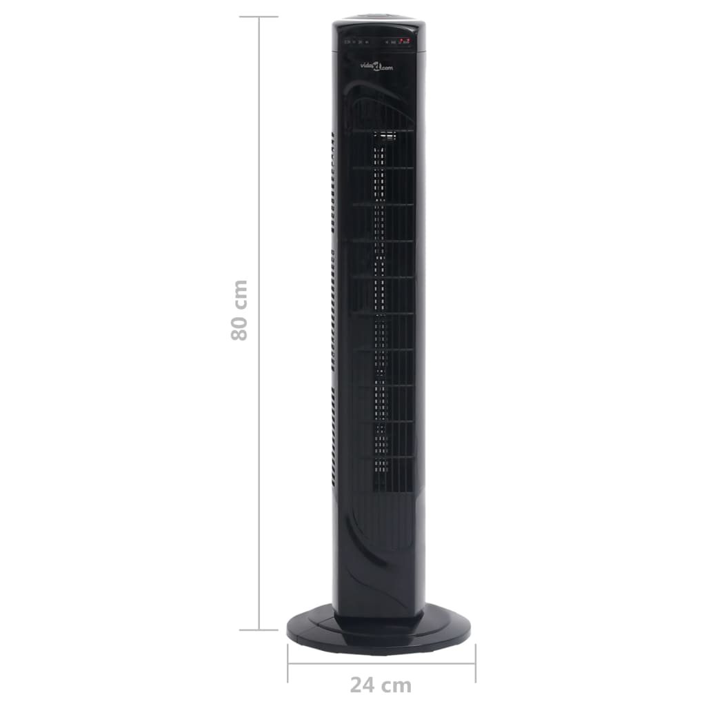 Torenventilator Met Afstandsbediening En Timer Ø24X80 Cm Zwart