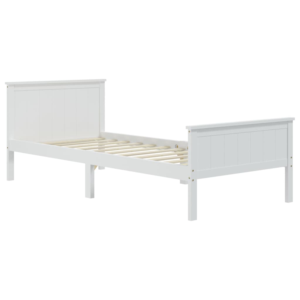 Bedframe Met 2 Lades Massief Grenenhout Wit 100X200 Cm