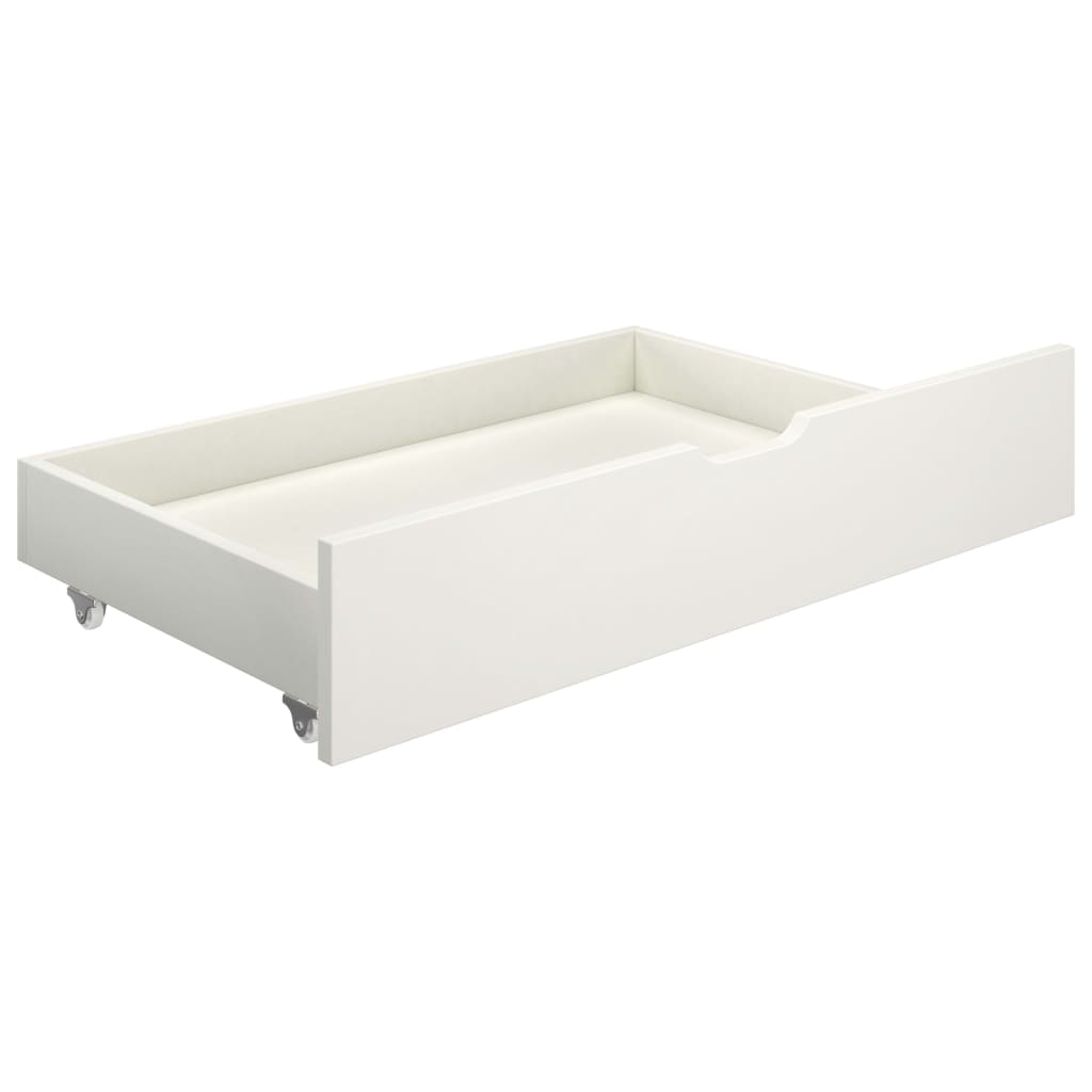 Bedframe Met 2 Lades Massief Grenenhout Wit 100X200 Cm