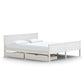 Bedframe Met 2 Lades Massief Grenenhout Wit 200X200 Cm
