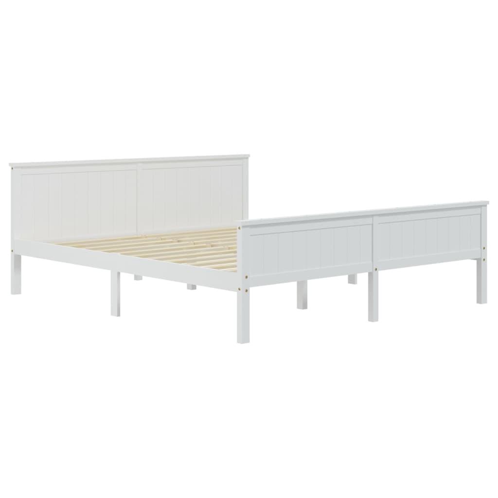 Bedframe Met 4 Lades Massief Grenenhout Wit 200X200 Cm