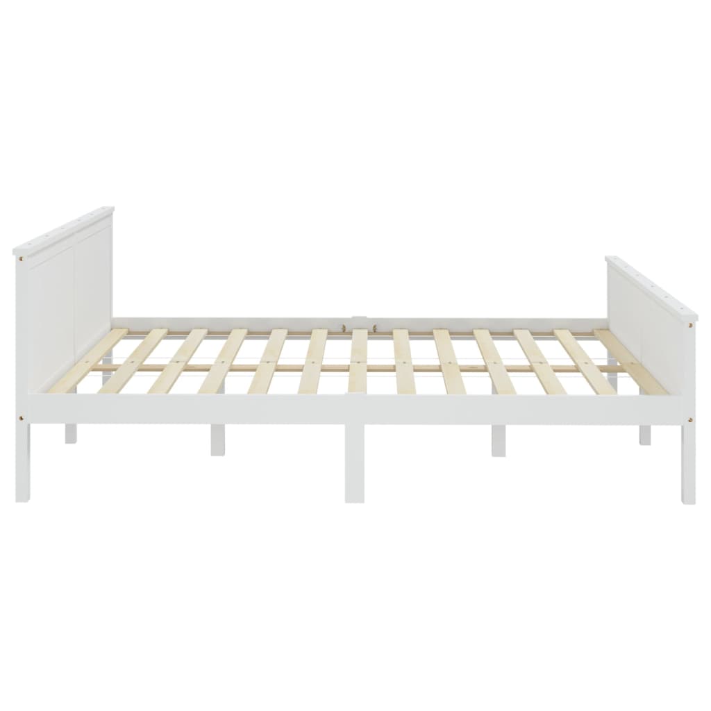 Bedframe Met 4 Lades Massief Grenenhout Wit 200X200 Cm