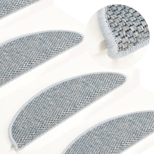 Trapmatten Zelfklevend 15 St Sisal-Look 56X20 Cm Blauw