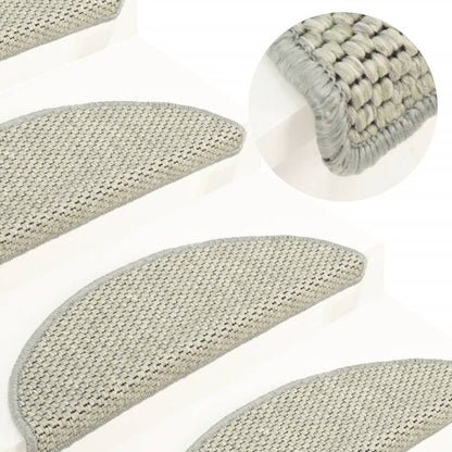 Trapmatten Zelfklevend 15 St Sisal-Look 56X20 Cm Grijs