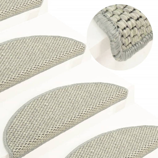 Trapmatten Zelfklevend 15 St Sisal-Look 56X20 Cm Grijs