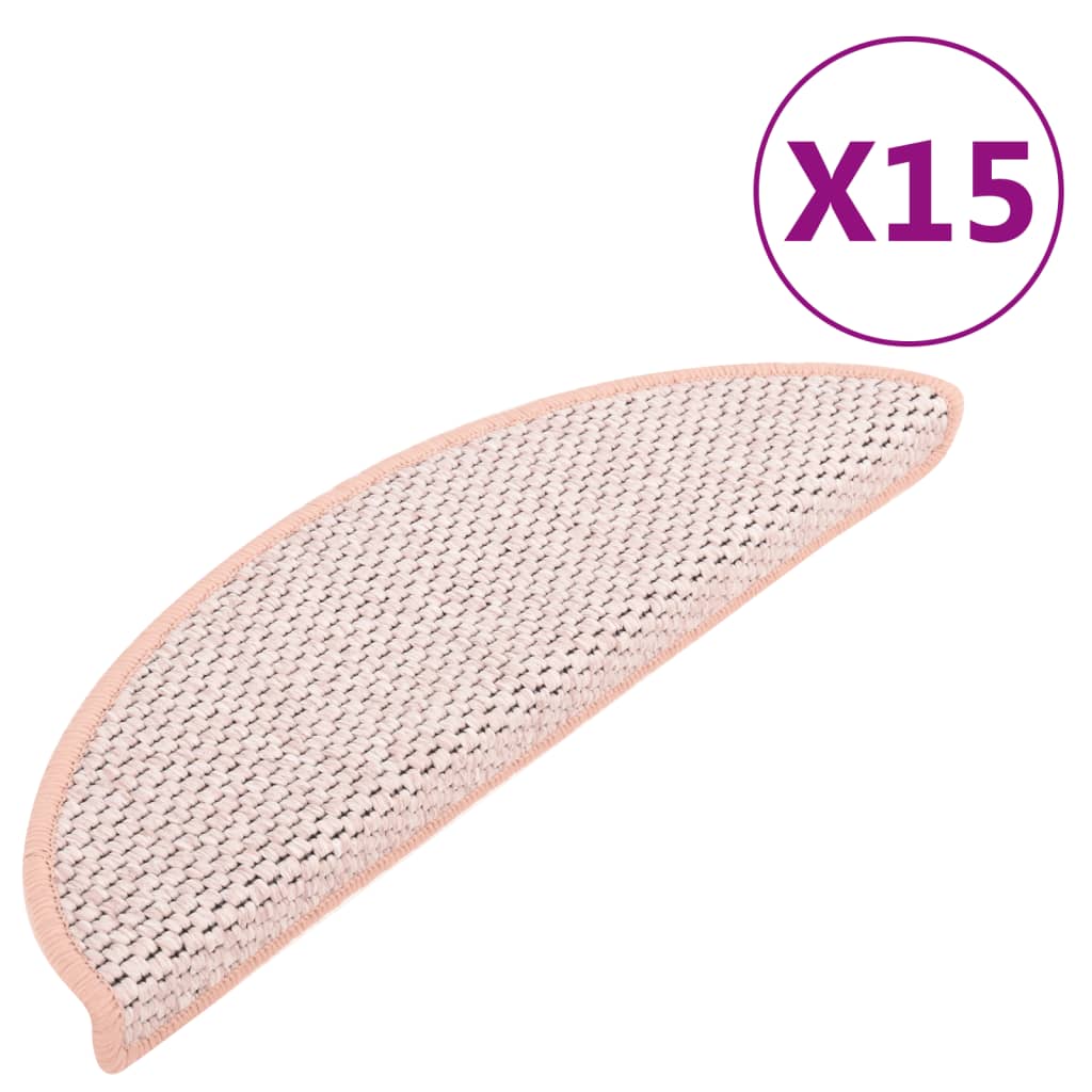 Trapmatten Zelfklevend 15 St Sisal-Look 56X20 Cm Rood