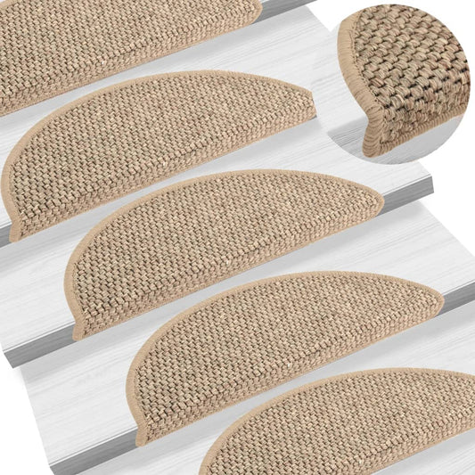 Trapmatten Zelfklevend 15 St Sisal-Look 56X20 Cm Donkerbeige