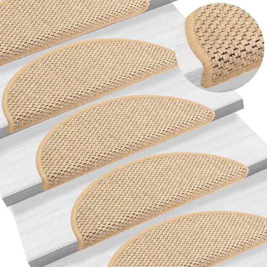 Trapmatten Zelfklevend 15 St Sisal-Look 56X20 Cm Lichtbeige