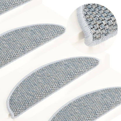 Trapmatten Zelfklevend 15 St Sisal-Look 65X25 Cm Blauw