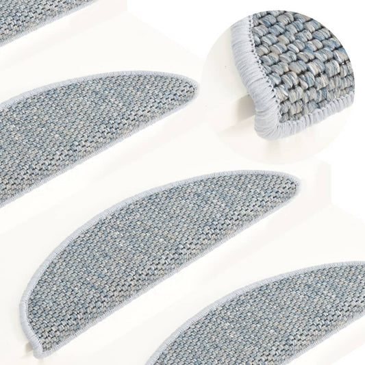 Trapmatten Zelfklevend 15 St Sisal-Look 65X25 Cm Blauw