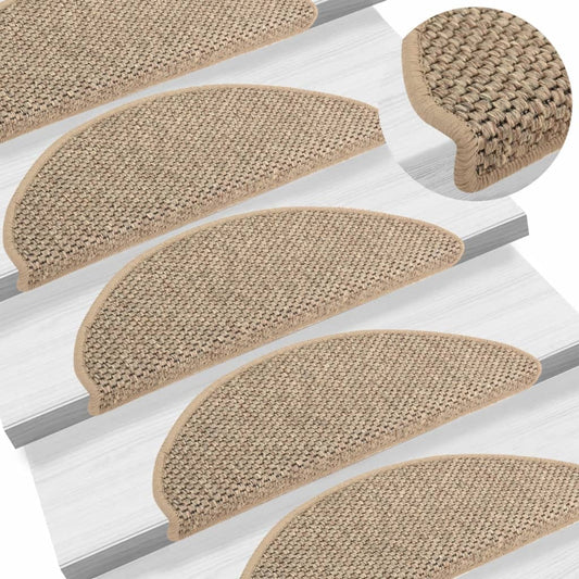 Trapmatten Zelfklevend 15 St Sisal-Look 65X25 Cm Donkerbeige