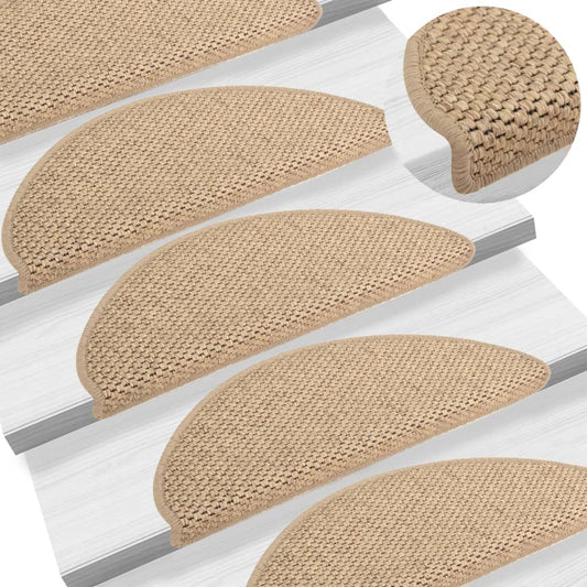 Trapmatten Zelfklevend 15 St Sisal-Look 65X25 Cm Zandkleurig