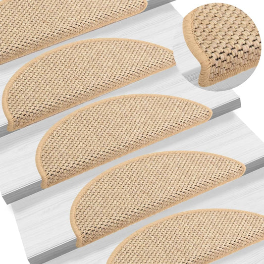 Trapmatten Zelfklevend 15 St Sisal-Look 65X25 Cm Lichtbeige