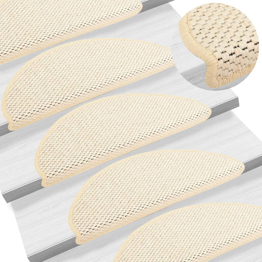 Trapmatten Zelfklevend 15 St Sisal-Look 65X25 Cm Crèmekleurig