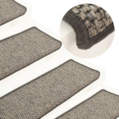 Trapmatten Zelfklevend 15 St Sisal-Look 65X25 Cm Grijs En Beige