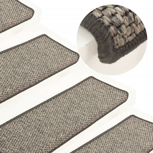 Trapmatten Zelfklevend 15 St Sisal-Look 65X25 Cm Grijs En Beige