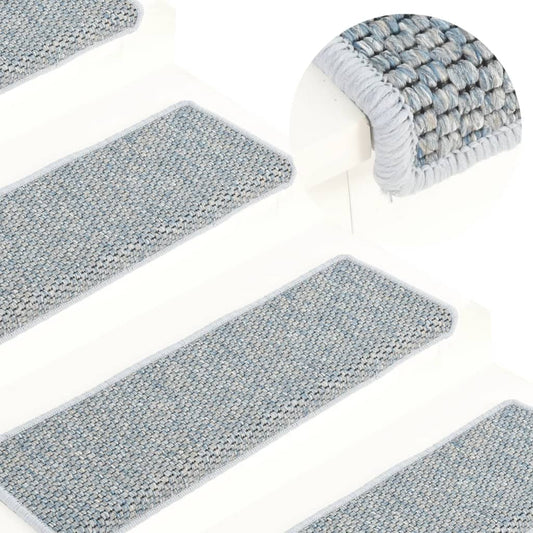 Trapmatten Zelfklevend 15 St Sisal-Look 65X25 Cm Blauw