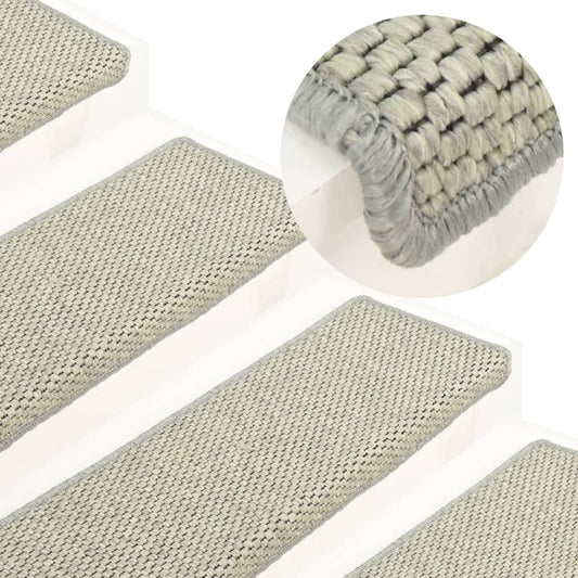 Trapmatten Zelfklevend 15 St Sisal-Look 65X25 Cm Grijs