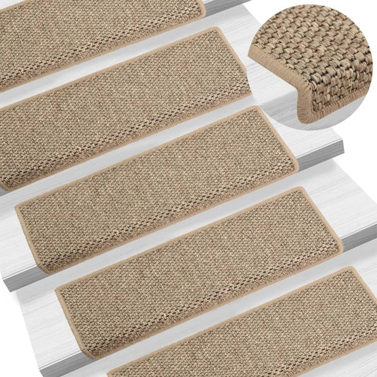 Trapmatten Zelfklevend 15 St Sisal-Look 65X25 Cm Donkerbeige