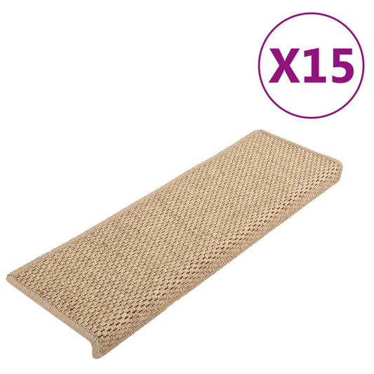 Trapmatten Zelfklevend 15 St Sisal-Look 65X25 Cm Zandkleurig