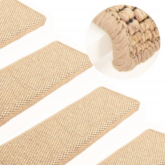 Trapmatten Zelfklevend 15 St Sisal-Look 65X25 Cm Lichtbeige