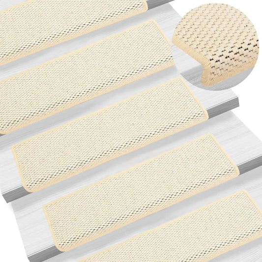 Trapmatten Zelfklevend 15 St Sisal-Look 65X25 Cm Crèmekleurig