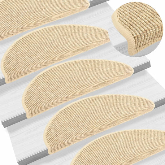 Trapmatten Zelfklevend 15 St Sisal-Look 65X25 Cm Beige