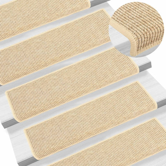 Trapmatten Zelfklevend 15 St Sisal-Look 65X25 Cm Lichtbeige