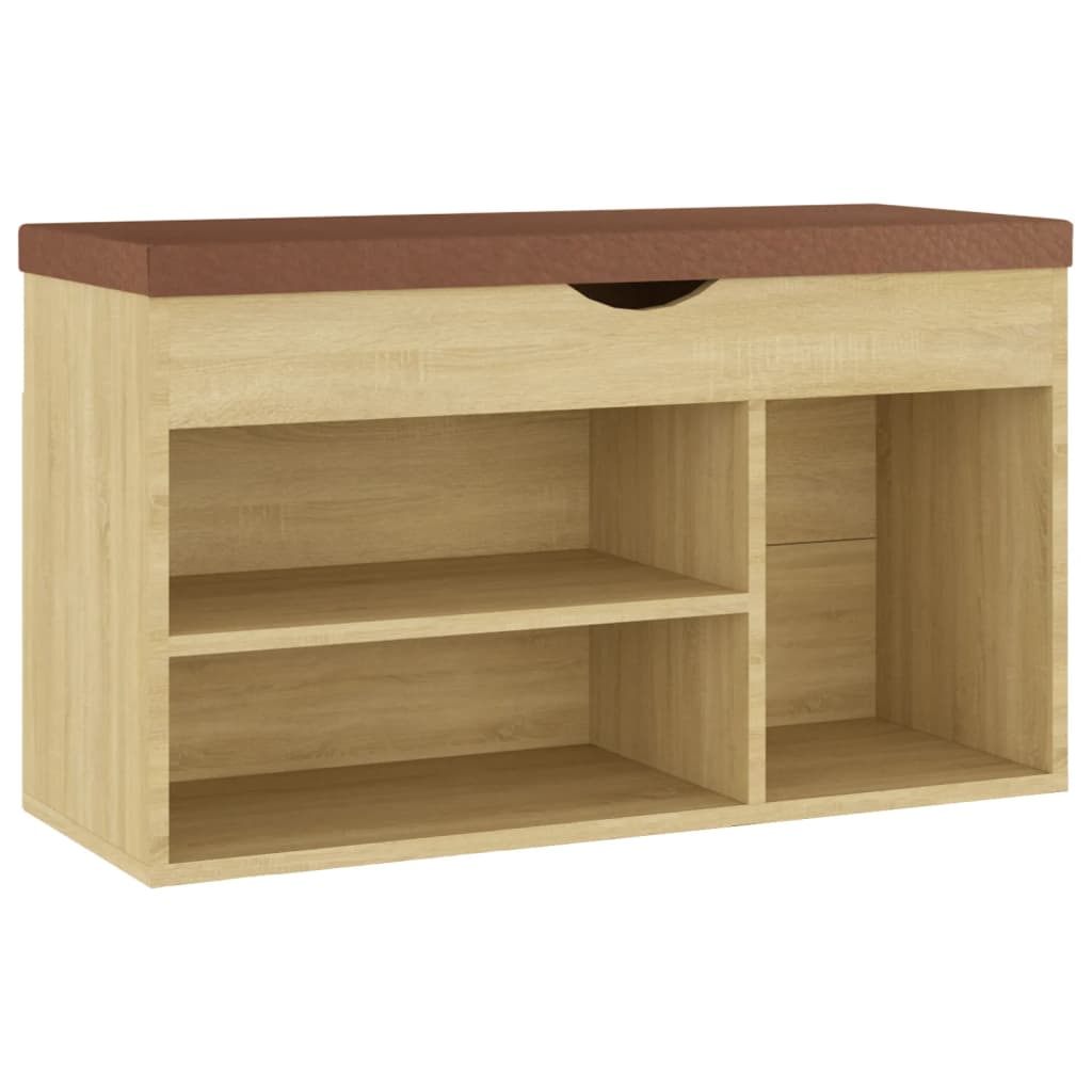 Schoenenbank Met Kussen 80X30X47 Cm Spaanplaat Sonoma Eiken