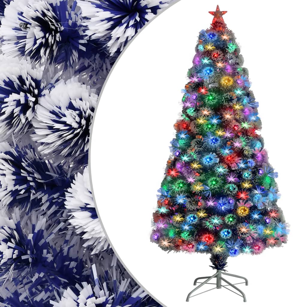Kunstkerstboom Met Led 120 Cm Glasvezel Wit En Blauw